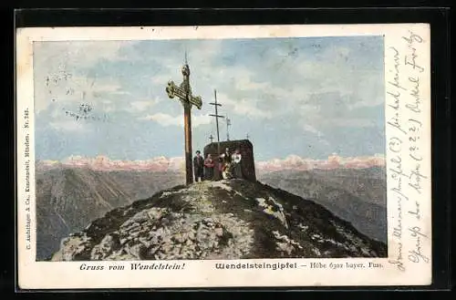 AK Wanderer am Gipfelkreuz auf dem Wendelstein