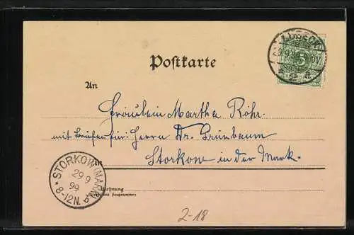 Lithographie Mädchen schreibt einen Brief, Aufforderung an Schreibfaule