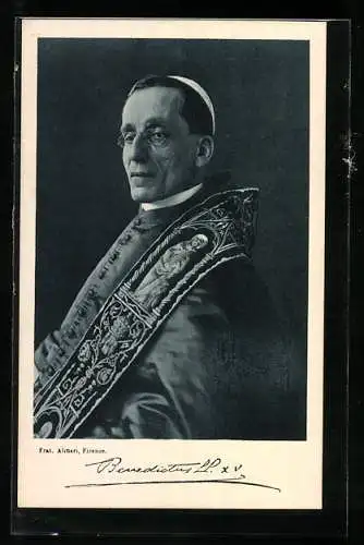 AK Papst Benedictus XV. in prächtigem Gewand