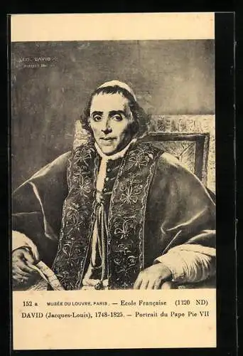 Künstler-AK Portrait du Pape Pie VII, gemalt von David (Jacques-Louis)