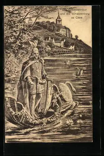 Künstler-AK Der Schwanenritter und die Schwanenburg zu Cleve, Parsival