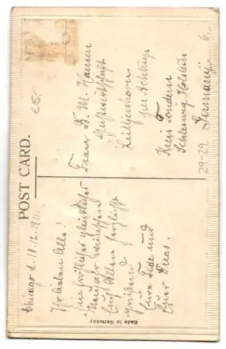 Stoff-Präge-AK Uhr mit Rose