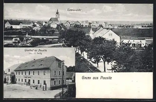 AK Pausitz / Riesa, Gasthof und Totalansicht