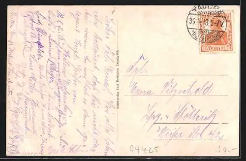 AK Dewitz / Taucha, Gasthof Franz Hartert mit Kegelbahn, Schule und Kirche