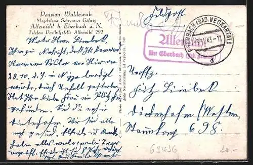 AK Allemühl b. Eberbach a. N., Hotel Pension Waldesruh, Ortsansicht