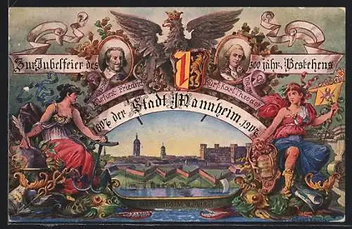 Künstler-AK Mannheim, Jubelfeier des 300 jähr. Bestehens 1907, Ansicht im 18. Jahrhundert
