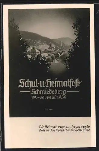 AK Schmiedeberg / Erzg., Festpostkarte zum Heimatfest 1959