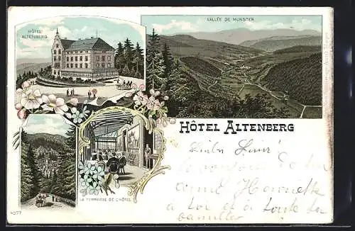 Lithographie Schlucht, Hotel Altenberg, Vallèe de Munster, la Terrasse de L`Hotel