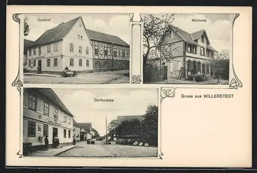 AK Willerstedt, Gasthof, Molkerei und Dorfstrasse