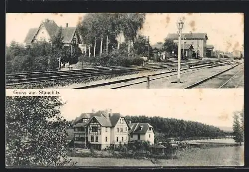 AK Stauchitz, Bahnhof, Ortspartie