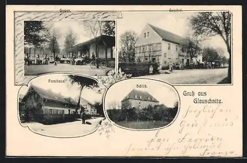 AK Glauschnitz, Gasthof, Garten, Forsthaus