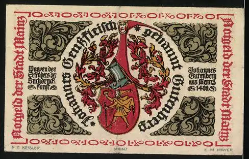 Notgeld Mainz 1921, 10 Pfennig, Wappen