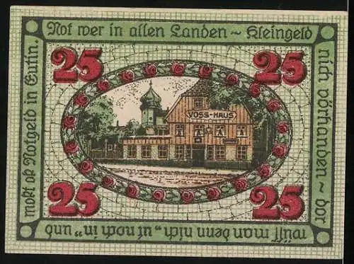 Notgeld Eutin 1920, 25 Pfennig, Voss-Haus