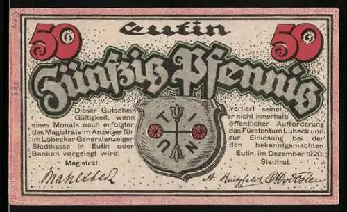 Notgeld Eutin 1920, 50 Pfennig, Schloss