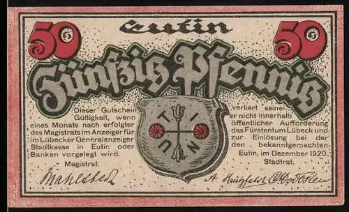 Notgeld Eutin 1920, 50 Pfennig, Schloss