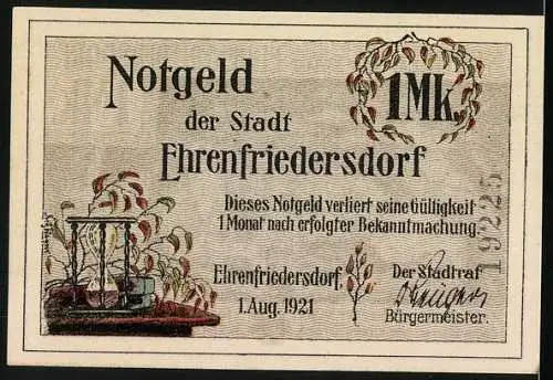 Notgeld Ehrenfriedersdorf 1921, 1 Mark, Oswald Barthels Auffindung im Sauberg 1568