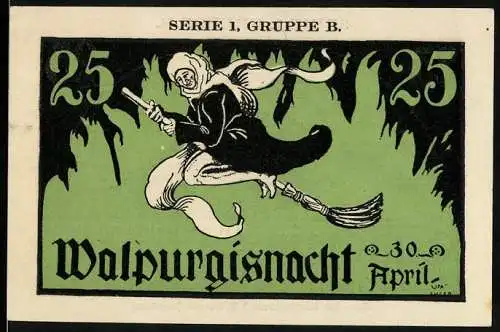 Notgeld Kahla, 25 Pfennig, Leuchtenburg und Walpurgisnacht, Gutschein