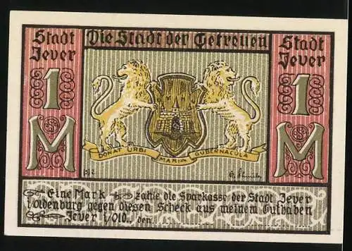 Notgeld Jever, 1 Mark, Jeversches Schloss, Wappen