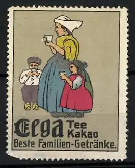 Reklamemarke Cega Tee & Kakao sind beste Familiengetränke, Mutter mit Kindern