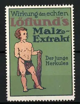 Reklamemarke Löflund's Malz-Extrakt, der junge Herkules