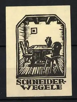 Reklamemarke Schneider-Wegele, Esstisch in einer Stube