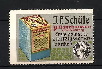 Reklamemarke Minerva Eierfaden-Nudeln, Eierteigwaren-Fabrik J. F. Schüle, Plüderhausen, Nudelverpackung
