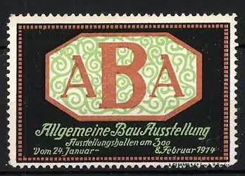 Reklamemarke Berlin, Allgemeine Bau-Ausstellung ABA 1914, Messelogo