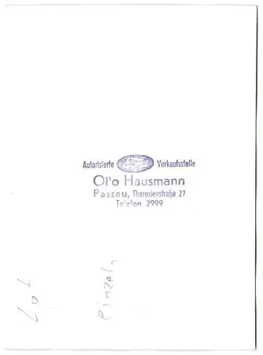 5 Fotografien Ford Autohändler Otto Hausmann, Passau, Auto Ford Taunus Weltkugel in verschiedenen Ansichten