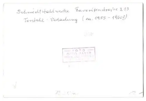 Fotografie Otto Bayer, Wien, Ansicht Wien, Schmidtstahlwerk Favoritenstrasse 213, Verladung von Stahlerzeugnissen