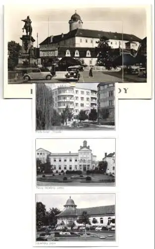 Leporello-AK Lázne Podebrady, Nadrazi, Vstupni sin, Lazensky Hotel