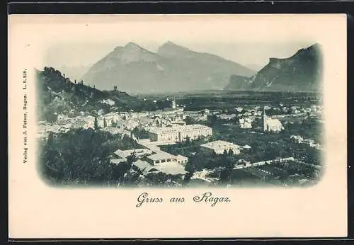 AK Ragaz, Ortsansicht aus der Vogelschau