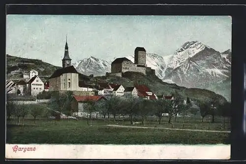 AK Sargans, Ortsansicht mit Kirche