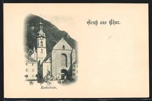 AK Chur, Teilansicht mit Kathedrale