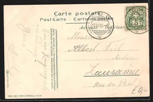 AK Zug, Ortsansicht aus der Vogelschau