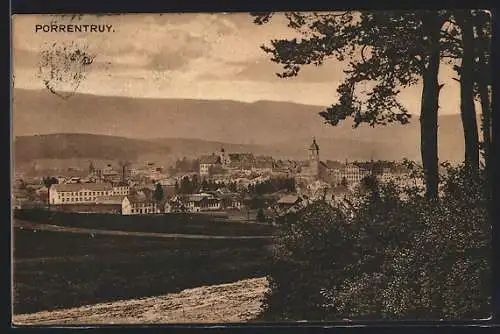 AK Porrentruy, Ortsansicht aus der Vogelschau