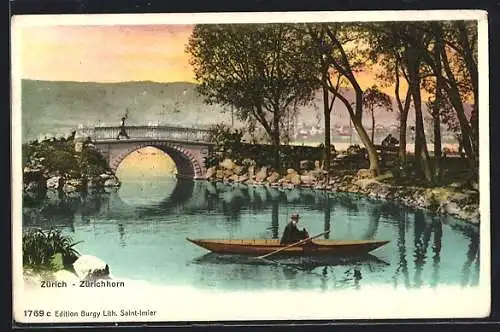 AK Zürich, Zürichhorn mit Ruderboot