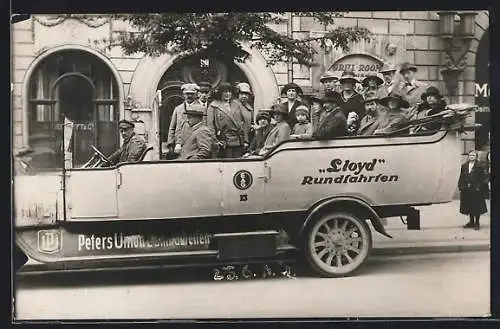 Foto-AK Autobus Lloyd Rundfahrten, Peters Union Zahnradreifen