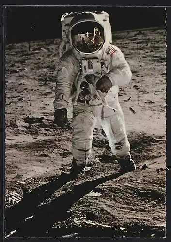 AK Menschen auf dem Mond, 21. Juli 1969, Astronaut Edwin Aldrin auf dem Mond