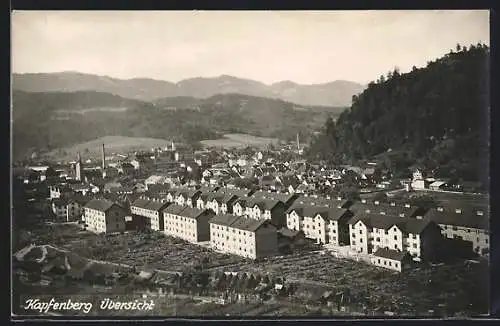 AK Kapfenberg, Ortsansicht mit Bergpanorama aus der Vogelschau