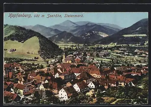 AK Kapfenberg, Totalansicht mit Blick in die Berge