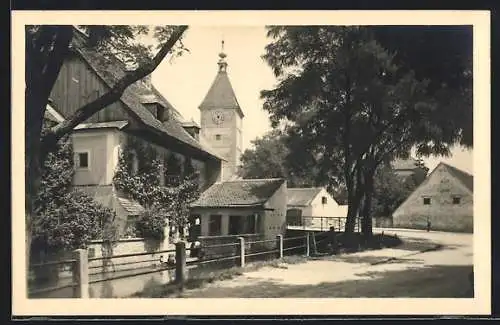 AK Wels, Ortspartie am Mühlbach mit Kirche