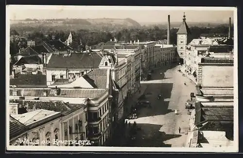 AK Wels, Hauptplatz aus der Vogelschau