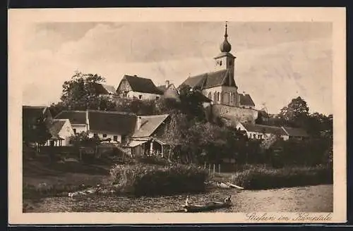 AK Stiefern, Ortsansicht mit Kirche