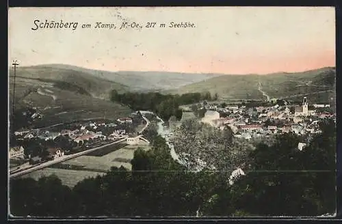 AK Schönberg am Kamp, Ortsansicht mit Umgebung