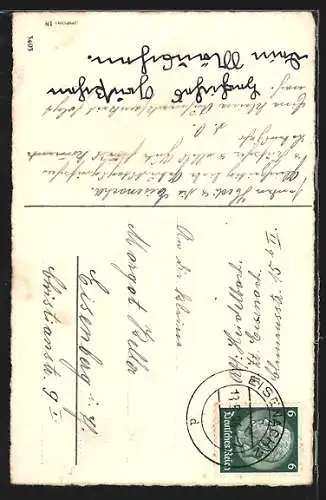 AK Maikäfer an der Kochstelle vor dem Zelt, Pfingstgruss