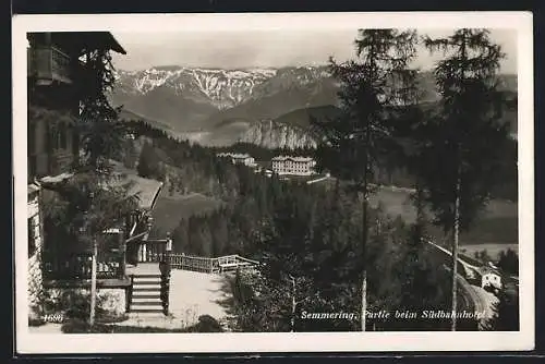 AK Semmering, Ortspartie mit Südbahnhotel