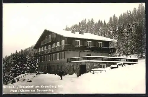 AK Breitenstein am Semmering, Klamm, Alpengasthof Tirolerhof am Kreuzberg im Schnee