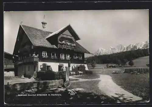 AK Ramsau /Dachstein, Gasthof Stocker mit Dachstein