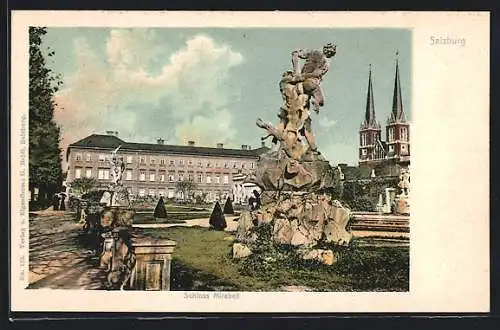 AK Salzburg, Schloss Mirabell mit Standbild
