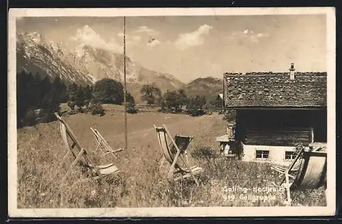 AK Golling an der Salzach, Skihütte Hochraith mit Blick zur Göllgruppe